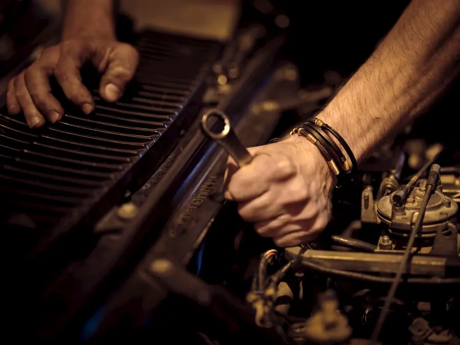 Mechanic servicing a vehicle